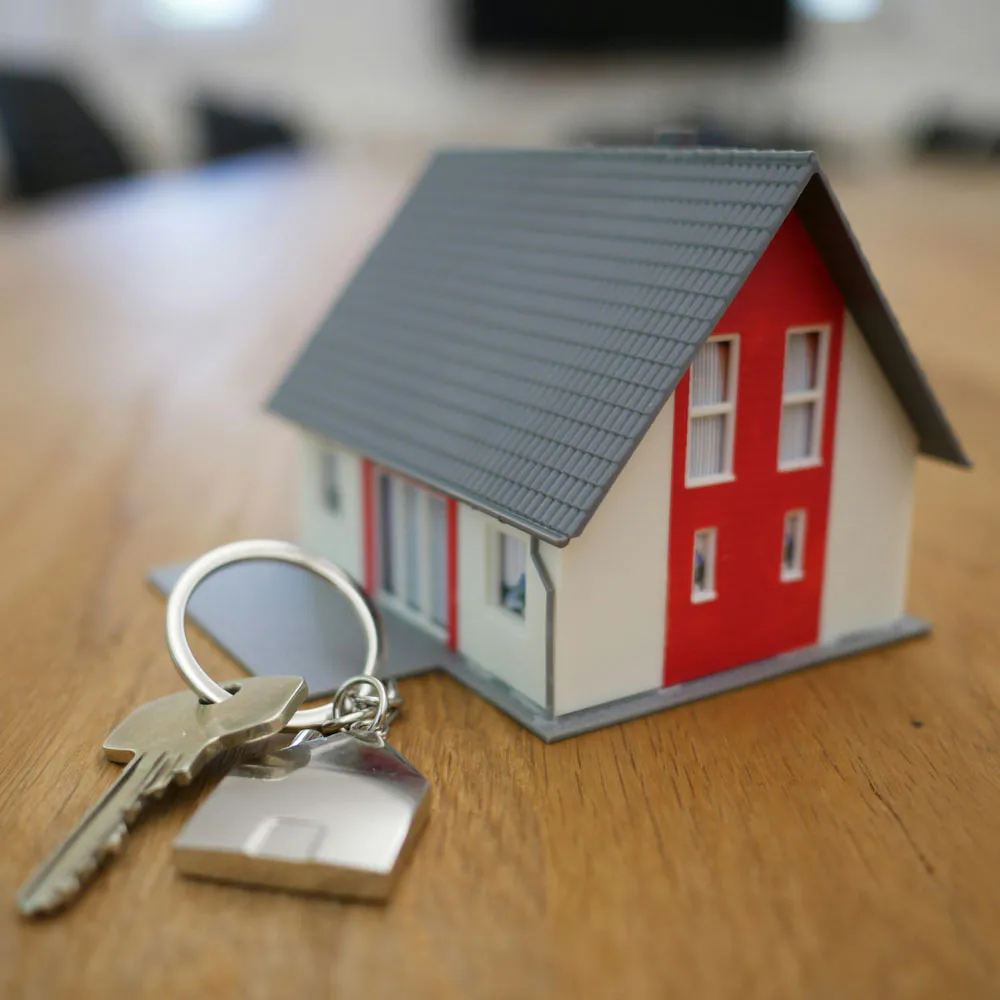 House keys beside a residential door lock